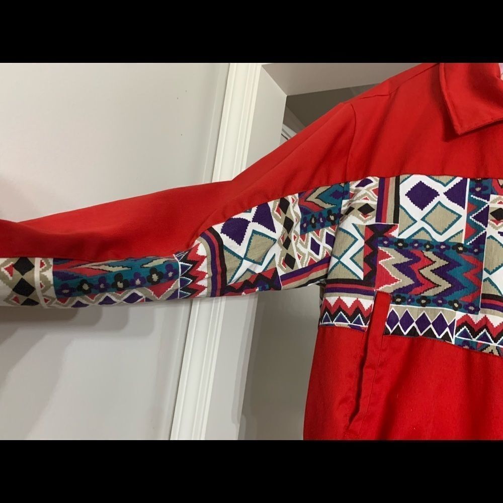 Rode Walker medium jacket with western pattern Jacket Red medium. Made in USA - Picture 4 of 8
